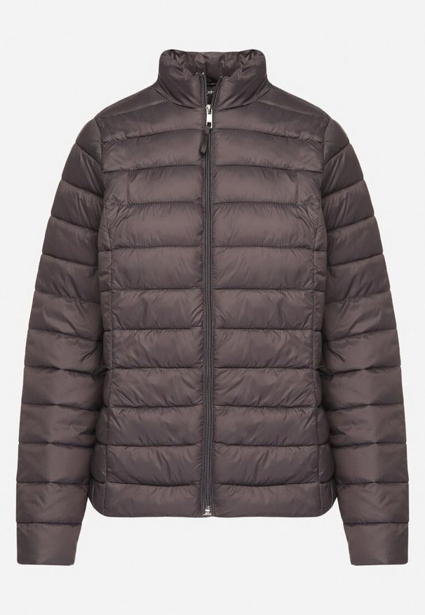 Born2be - Ciemnoszara Pikowana Kurtka w Klasycznym Stylu Nelaniel. Okazja: na co dzień. Kolor: szary. Materiał: jeans. Styl: klasyczny