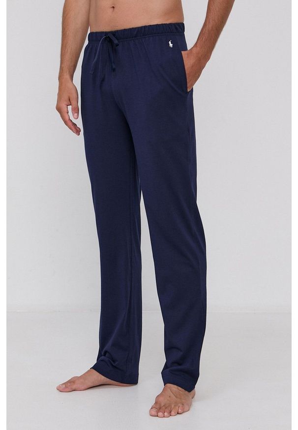 Polo Ralph Lauren Spodnie piżamowe 714844762002 męskie kolor granatowy gładkie. Kolor: niebieski. Wzór: gładki
