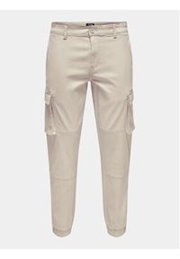 Only & Sons Spodnie materiałowe Cam 22016687 Beżowy Tapered Fit. Kolor: beżowy. Materiał: bawełna