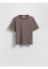 Reserved - Bawełniany t-shirt w paski - jasnoniebieski. Kolor: niebieski. Materiał: bawełna. Wzór: paski
