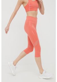 Only Play legginsy treningowe damskie kolor pomarańczowy z nadrukiem. Kolor: pomarańczowy. Materiał: skóra, dzianina. Wzór: nadruk
