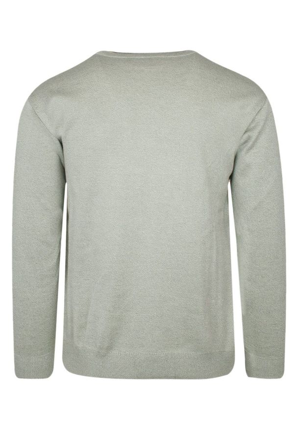 Max Sheldon - Sweter Popielaty, Wzór Geometryczny, Okrągły Dekolt (U-neck), Męski - MAX SHELDON. Kolor: szary. Materiał: wełna, akryl. Wzór: geometria. Sezon: jesień, zima. Styl: klasyczny