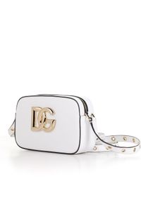 DOLCE & GABBANA - Biała mini torebka ze złotym logo. Kolor: biały #6