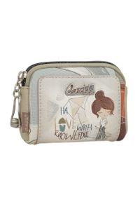 Portfel damski Anekke, etui na klucze z ozdobnym nadrukiem i metalowym logo zapinane na suwak kompaktowe i poręczne idealne do torebki lub plecaka, m. Wzór: nadruk #7