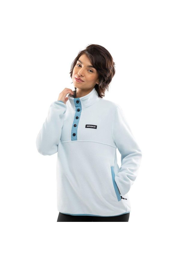 SIROKO - Damska bluza z grubego polaru Sporty zimowe Siroko Nagano-W. Kolor: niebieski. Materiał: polar. Sezon: zima