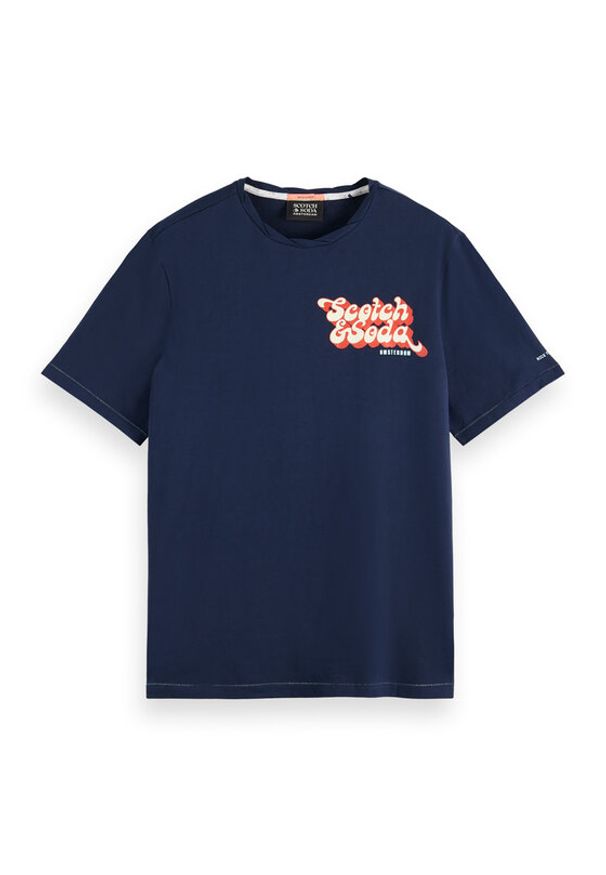 Scotch & Soda T-Shirt 169075 Granatowy Regular Fit. Kolor: niebieski. Materiał: bawełna