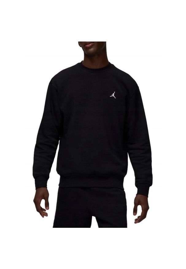 Nike - Bluza na co dzień męska NIKE JORDAN BROOKLYM FLEECE ocieplana bez kaptura. Typ kołnierza: bez kaptura. Kolor: czarny. Materiał: dresówka