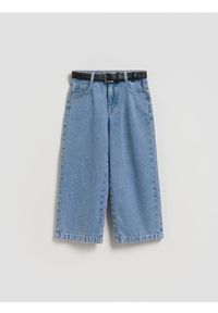 Reserved - Jeansy carrot z paskiem - niebieski. Kolor: niebieski #1