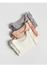 Reserved - Koszulka z falbanką 3 pack - złamana biel. Materiał: bawełna #1