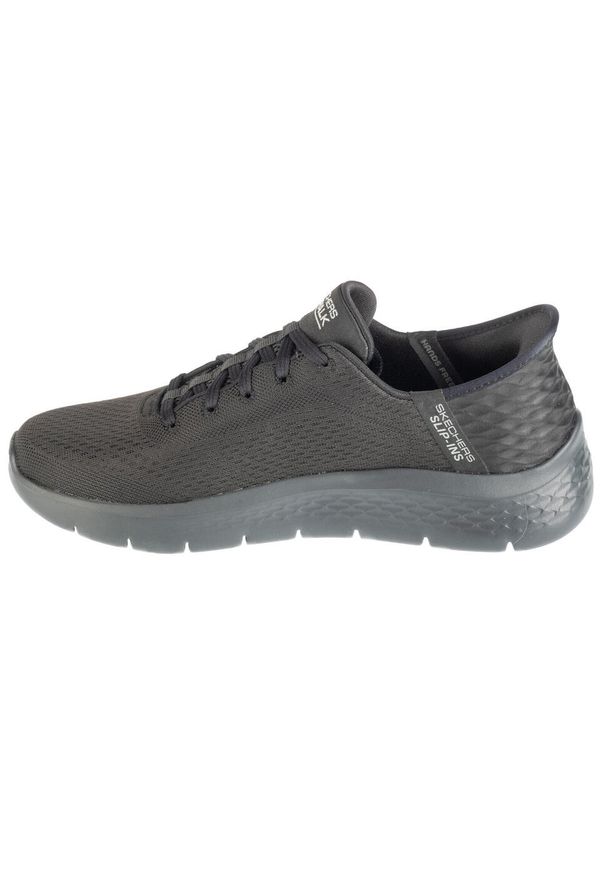 skechers - Buty do chodzenia męskie Skechers Slip ins Go Walk Flex Hands Up. Kolor: czarny. Materiał: tkanina, materiał. Szerokość cholewki: normalna. Sport: turystyka piesza