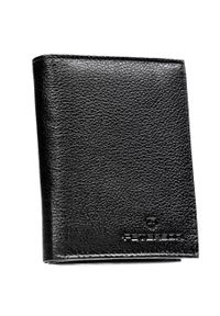 Czarny portfel męski ze skóry naturalnej bez zapięcia zewnętrznego, zapakowany w firmowe pudełko - Peterson. Kolor: czarny. Materiał: skóra #1