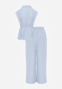 Renee - Niebieski Wiskozowy Komplet Garniturowy Spodnie Wide Leg i Kamizelka z Paskiem Elyenryl. Kolor: niebieski. Materiał: wiskoza #3