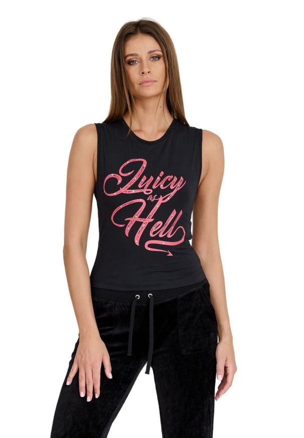 Juicy Couture - JUICY COUTURE Czarny damski top Juicy As Hell Tank, Rozmiar XS. Kolor: czarny