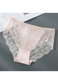 Intica - Majtki z wysokim stanem koronkowe eleganckie Michela. Stan: podwyższony. Kolor: beżowy. Materiał: koronka