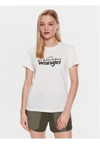 Wrangler T-Shirt Logo Tee WC5FGEM22 112326341 Écru Regular Fit. Materiał: bawełna #1
