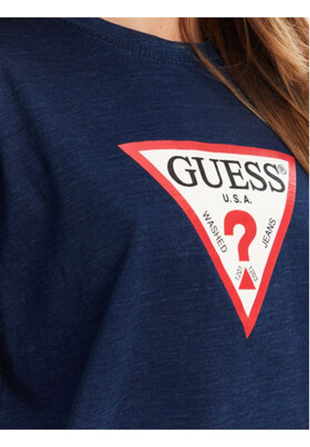 Guess Jeans T-Shirt W5GI20 KCTG1 Granatowy Regular Fit. Kolor: niebieski. Materiał: bawełna