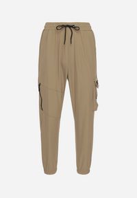Born2be - Ciemnobeżowe Spodnie Dresowe w Stylu Cargo z Bawełny Niniviea. Okazja: do domu, na co dzień. Kolor: beżowy. Materiał: bawełna, dresówka. Styl: casual #7