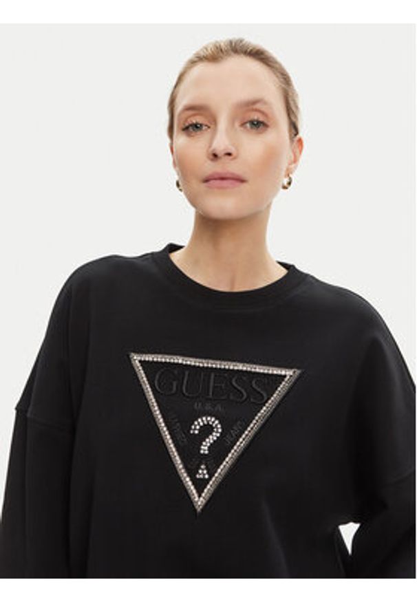 Guess Bluza W5YQ04 KC8I0 Czarny Regular Fit. Kolor: czarny. Materiał: bawełna