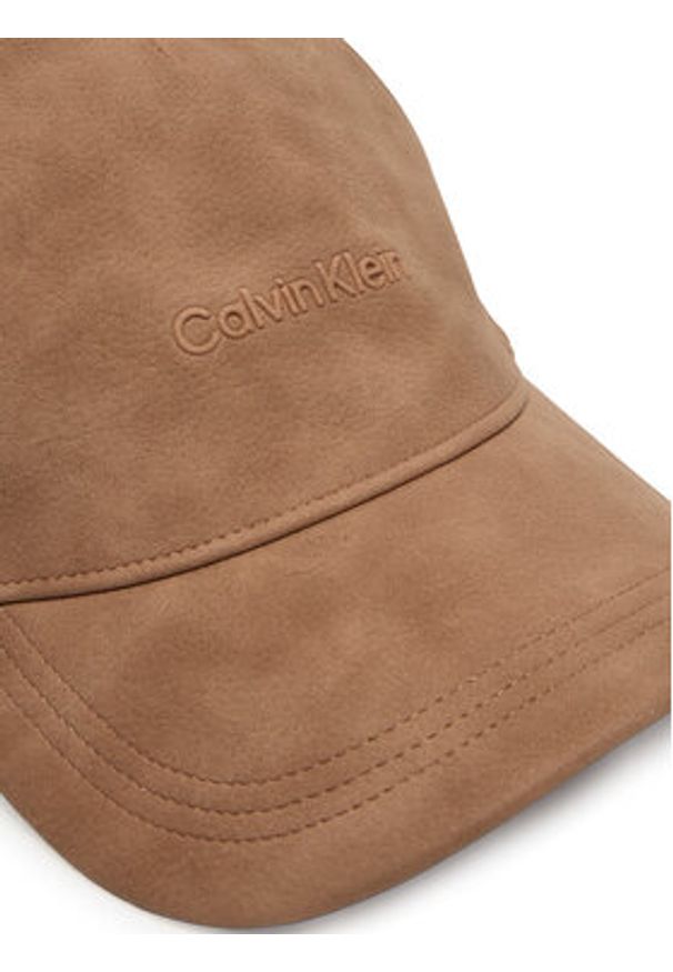Calvin Klein Czapka z daszkiem K50K512632 Beżowy. Kolor: beżowy. Materiał: skóra
