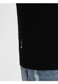 Ombre Clothing - Longsleeve męski z elastanem sygnowany z okrągłym dekoltem - czarny V3 OM-LSCL-0102 - XXL. Kolor: czarny. Materiał: elastan. Długość rękawa: długi rękaw. Wzór: jednolity, gładki. Styl: klasyczny #4