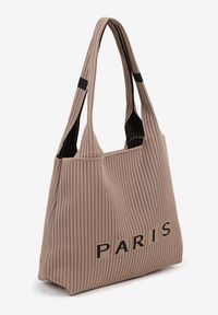 Born2be - Beżowa Torebka Shopperka z Ozdobnymi Tłoczeniami Salunetia. Kolor: beżowy. Wzór: aplikacja. Materiał: z tłoczeniem. Styl: biznesowy, elegancki, casual #3