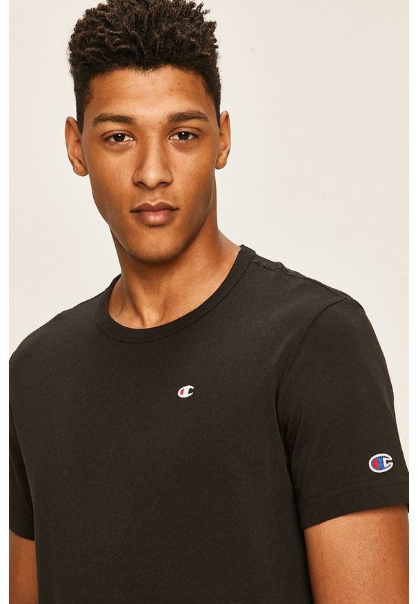 Champion - T-shirt. Okazja: na co dzień. Kolor: czarny. Styl: casual