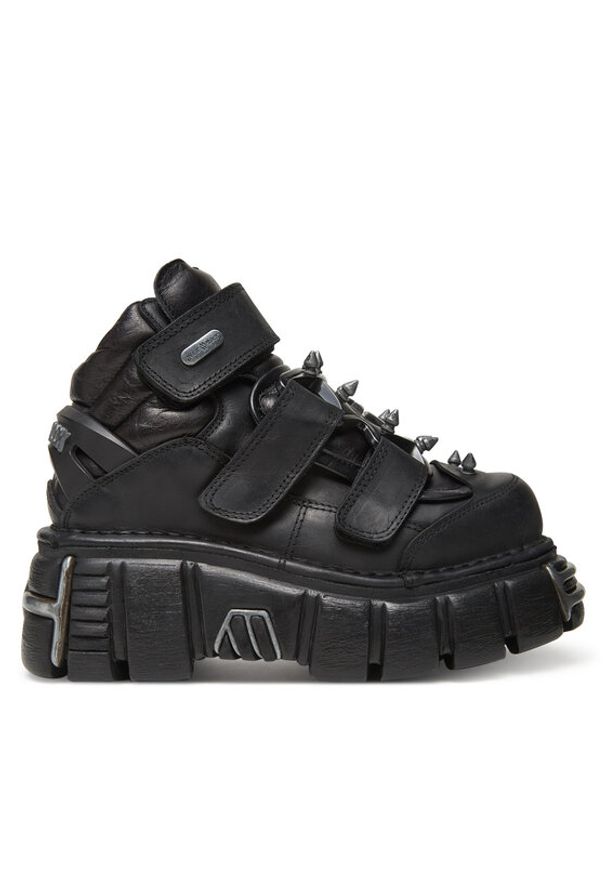 NEW ROCK Botki M-285C-S1 Czarny. Kolor: czarny. Materiał: skóra. Styl: rockowy