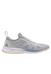 Buty do biegania damskie Reebok Print Smooth Clip U Greywhiteguava Pun szare. Zapięcie: sznurówki. Kolor: wielokolorowy. Materiał: syntetyk, tkanina, materiał. Szerokość cholewki: normalna. Wzór: nadruk. Model: Reebok Print. Sport: bieganie