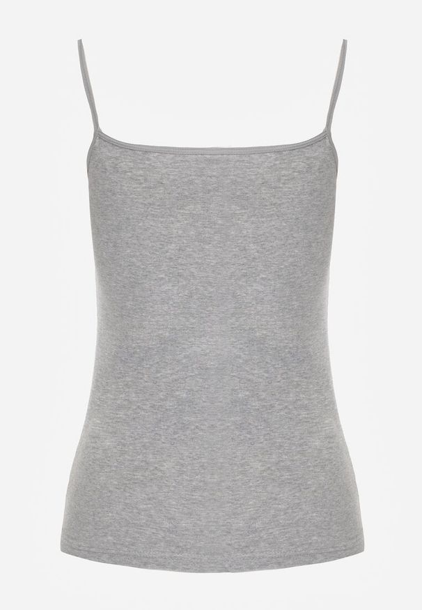 Renee - Ciemnoszary Bieliźniany Top na Ramiączkach z Bawełny Zdobiony Koronką Bernelle. Kolor: szary. Materiał: bawełna, koronka. Długość rękawa: na ramiączkach. Wzór: aplikacja, koronka