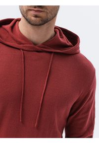 Ombre Clothing - Sweter męski z kapturem - ciemnoczerwony V6 E187 - XXL. Typ kołnierza: kaptur. Kolor: czerwony. Materiał: bawełna, nylon #7