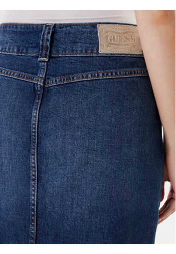 Guess Spódnica jeansowa W5YD63 D5QP3 Niebieski Regular Fit. Kolor: niebieski. Materiał: bawełna, jeans