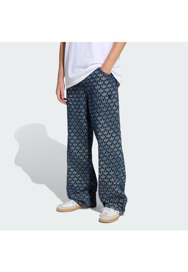 Adidas - adidas Jeansy Monogram KD0399 Niebieski Loose Fit. Kolor: niebieski