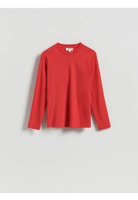 Reserved - Bawełniany longsleeve - intenstywna czerwień. Kolor: czerwony. Materiał: bawełna. Długość rękawa: długi rękaw