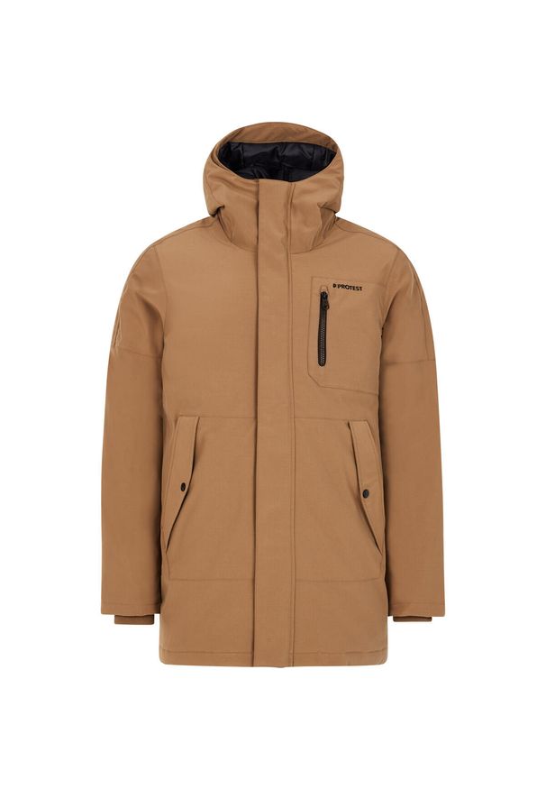 Kurtka narciarska Protest Hemley. Kolor: brązowy, beżowy, wielokolorowy. Materiał: puch. Sport: narciarstwo