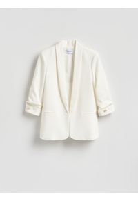 Reserved - Marynarka z dodatkiem wiskozy - biały. Kolor: biały. Materiał: wiskoza #1