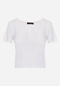 Renee - Biały Top z Bawełny Ozdobiony Guzikami przy Dekolcie Nediva. Okazja: na co dzień. Kolor: biały. Materiał: bawełna. Wzór: aplikacja. Styl: casual #7