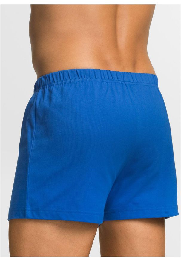 bonprix - Luźniejsze bokserki z bawełnianego dżerseju (3 pary). Kolor: niebieski, czarny. Materiał: jersey, bawełna