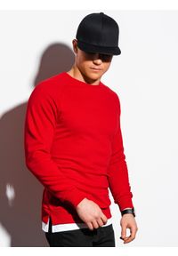 Ombre Clothing - Bluza męska bez kaptura - czerwona B1217 - M. Typ kołnierza: bez kaptura. Kolor: czerwony. Materiał: bawełna, poliester #3
