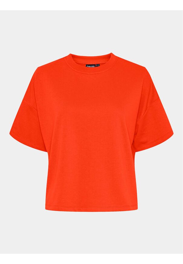 Pieces T-Shirt Chilli Summer 17118870 Pomarańczowy Loose Fit. Kolor: pomarańczowy. Materiał: syntetyk, bawełna