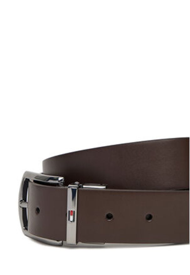 TOMMY HILFIGER - Tommy Hilfiger Pasek Męski Denton 3.5 Rev AM0AM13012 Brązowy. Kolor: brązowy. Materiał: skóra