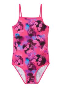 Kostium kąpielowy dziewczęcy bonprix różowo-lila. Kolor: różowy. Wzór: nadruk #1