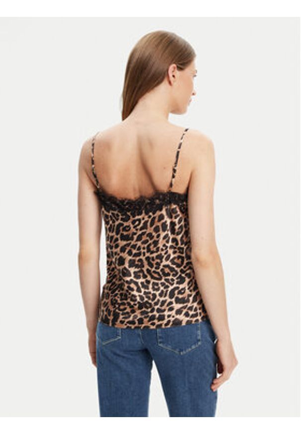 Guess Top W5YH65 WHEZ2 Beżowy Regular Fit. Kolor: beżowy. Materiał: syntetyk