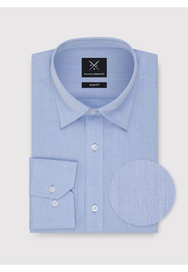 Pako Lorente - PAKO LORENTE – Gładka bawełniana koszula męska. Materiał: bawełna. Długość rękawa: długi rękaw. Długość: długie. Wzór: gładki