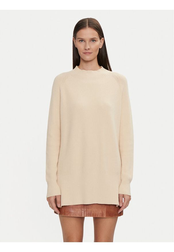 Kontatto Sweter 3M0128 Beżowy Relaxed Fit. Kolor: beżowy. Materiał: syntetyk