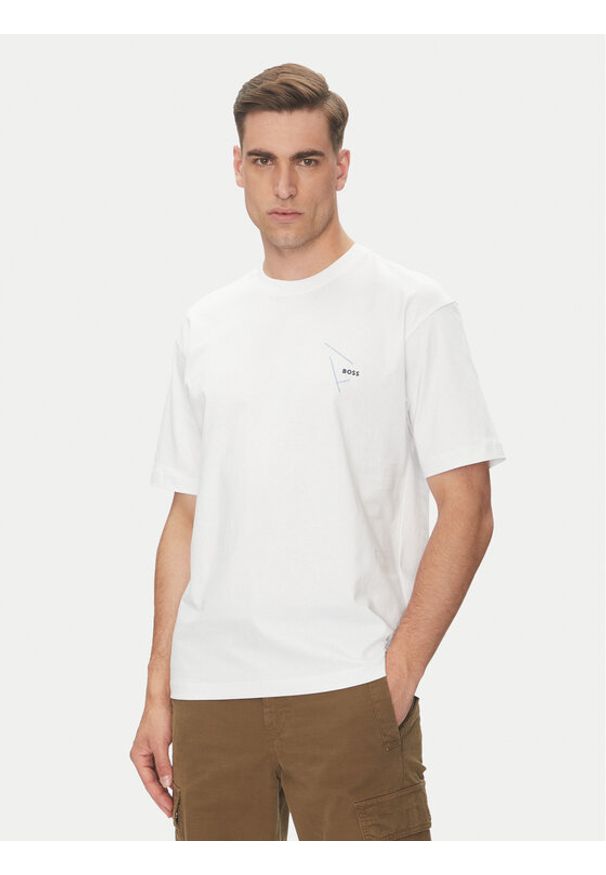 BOSS T-Shirt 50546374 Biały Relaxed Fit. Kolor: biały. Materiał: bawełna