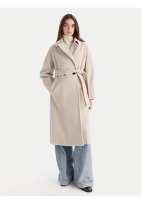 Marella Płaszcz wełniany English 2523016142 Szary Regular Fit. Kolor: szary. Materiał: wełna