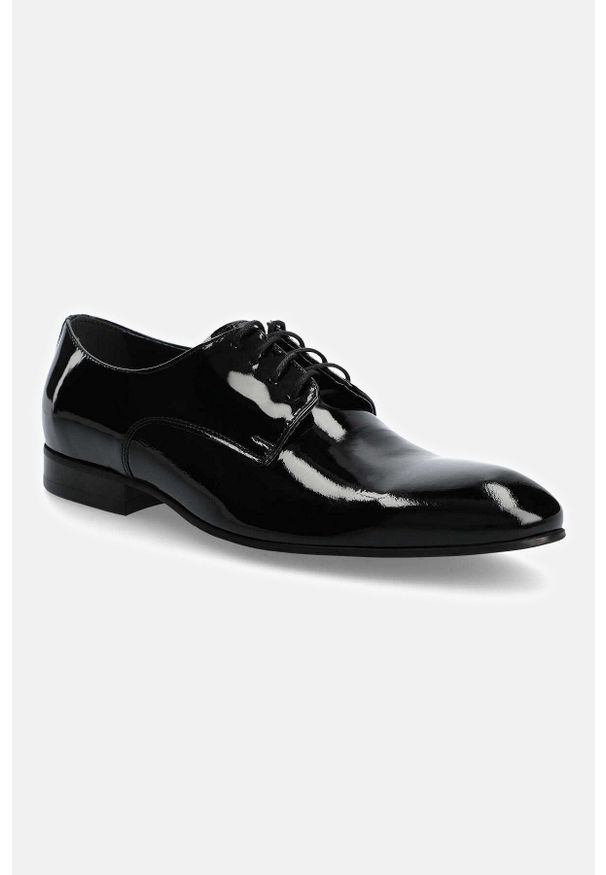 Lancerto - Buty Czarne Highbury. Nosek buta: otwarty. Kolor: czarny. Materiał: lakier, skóra, materiał. Szerokość cholewki: normalna. Styl: wizytowy