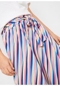 bonprix - Spodnie palazzo z dżerseju w paski, z miękkiego materiału z wiskozą. Kolor: różowy. Materiał: jersey, wiskoza, materiał. Wzór: paski #3