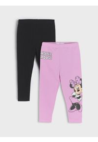 Sinsay - Legginsy 2 pack Minnie Mouse - różowy. Kolor: różowy. Długość: długie. Wzór: motyw z bajki