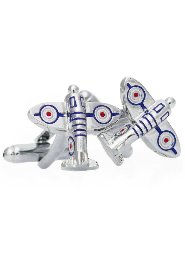 Modini - Srebrne spinki do mankietów - samoloty A290. Kolor: srebrny